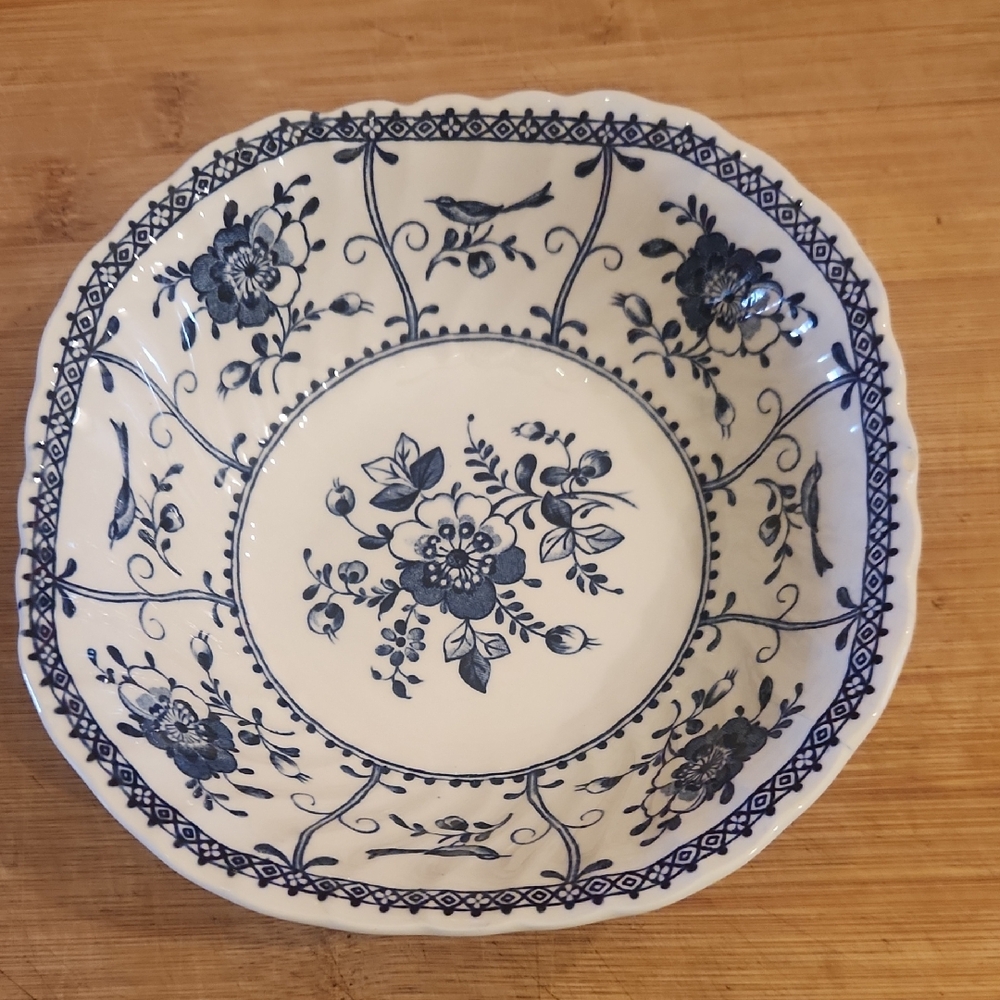 Johnson Brothers Indies Navy and Cream Floral Cereal Bowl